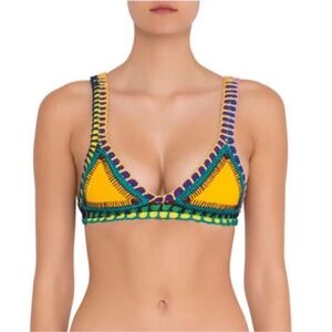 Kiini Ro Bikini Top Bright Yellow Multi-Color